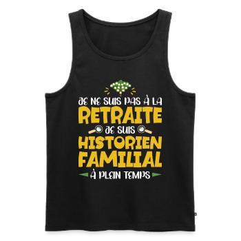 Retraité Humour Arbre Généalogique Retraite - Débardeur bio Premium Homme - noir - Devant - Michal (187cm)
