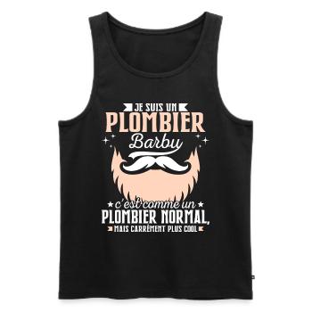 Barbe Humour Plombier Barbu - Débardeur bio Premium Homme - noir - Devant - Michal (187cm)