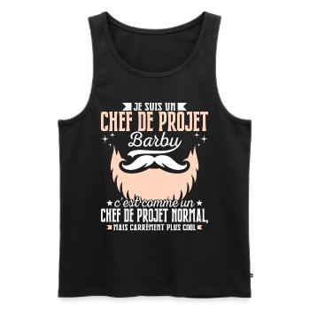 Barbe Humour Chef de Projet Barbu - Débardeur bio Premium Homme - noir - Devant - Michal (187cm)