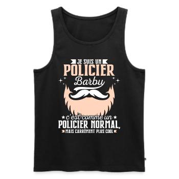 Barbe Humour Policier Barbu - Débardeur bio Premium Homme - noir - Devant - Michal (187cm)