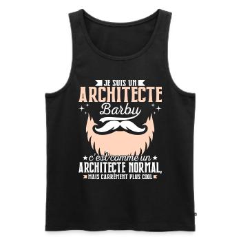 Barbe Humour Architecte Barbu - Débardeur bio Premium Homme - noir - Devant - Michal (187cm)