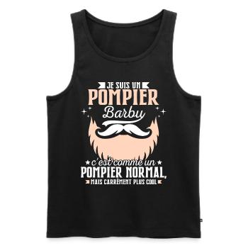 Barbe Humour Pompier Barbu - Débardeur bio Premium Homme - noir - Devant - Michal (187cm)