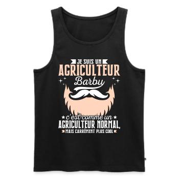 Barbe Humour Agriculteur Barbu - Débardeur bio Premium Homme - noir - Devant - AI Model Male 178 light (178cm)
