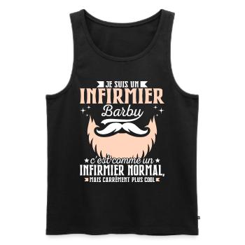 Barbe Humour Infirmier Barbu - Débardeur bio Premium Homme - noir - Devant - Michal (187cm)