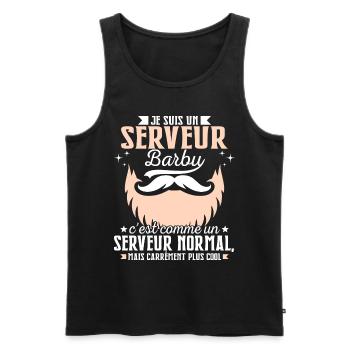 Barbe Humour Serveur Barbu - Débardeur bio Premium Homme - noir - Devant - Michal (187cm)