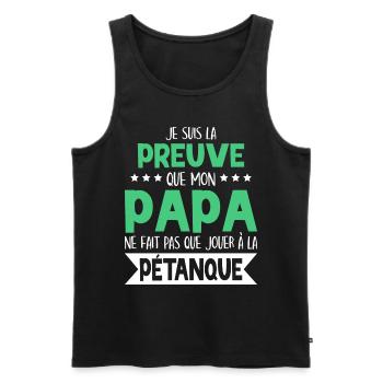 Papa Ne Fait Pas Que Jouer À La Pétanque - Débardeur bio Premium Homme - noir - Devant - Michal (187cm)
