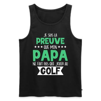 Mon Papa Ne Fait Pas Que Jouer Au Golf - Débardeur bio Premium Homme - noir - Devant - Michal (187cm)