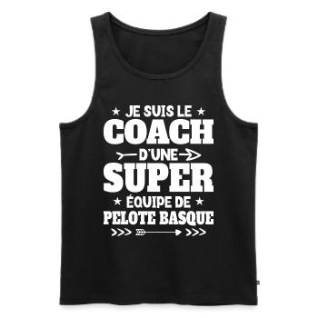 Super Coach Cadeau Pour Coach De Pelote Basque - Débardeur bio Premium Homme - noir - Devant - Michal (187cm)