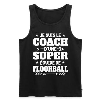 Super Coach Cadeau Pour Coach De Floorball - Débardeur bio Premium Homme - noir - Devant - Michal (187cm)
