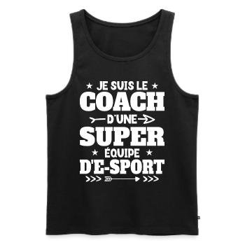 Super Coach Cadeau Pour Coach D'E-sport - Débardeur bio Premium Homme - noir - Devant - Michal (187cm)