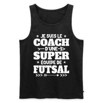 Super Coach Cadeau Pour Coach De Futsal - Débardeur bio Premium Homme - noir - Devant - Michal (187cm)