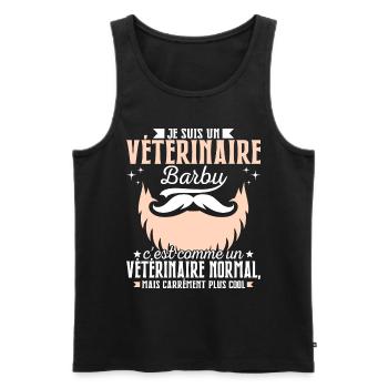 Barbe Humour Vétérinaire Barbu - Débardeur bio Premium Homme - noir - Devant - Michal (187cm)