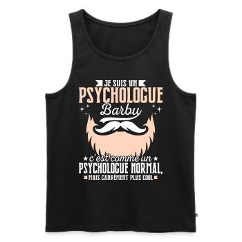 Barbe Humour Psychologue Barbu - Débardeur bio Premium Homme - noir - Devant - Michal (187cm)