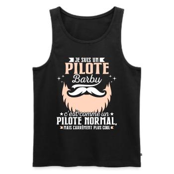 Barbe Humour Pilote Barbu - Débardeur bio Premium Homme - noir - Devant - Michal (187cm)