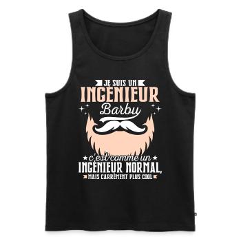 Barbe Humour Ingénieur Barbu - Débardeur bio Premium Homme - noir - Devant - Michal (187cm)