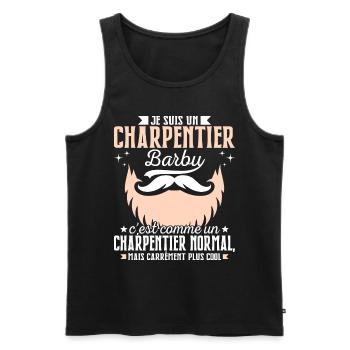 Barbe Humour Charpentier Barbu - Débardeur bio Premium Homme - noir - Devant - Michal (187cm)