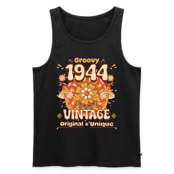 Vintage Year 1944 Birthday Woman 80 Years Old - Men's Premium Organic Tank Top - black - Front - Michal (187cm)