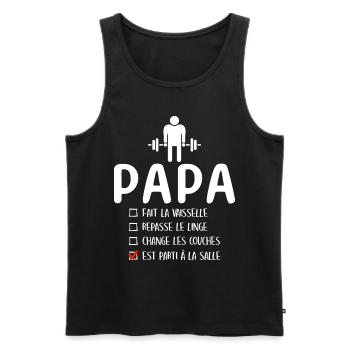 Père Musclé Sportif Humour Papa Musculation - Débardeur bio Premium Homme - noir - Devant - AI Model Male 178 light (178cm)