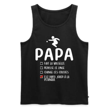 Père Bouliste Humour Pétanqueur Papa Pétanque - Débardeur bio Premium Homme - noir - Devant - Michal (187cm)