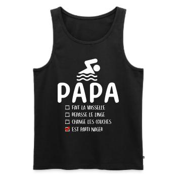 Père Nageur Piscine Humour Natation Papa Nageur - Débardeur bio Premium Homme - noir - Devant - Michal (187cm)