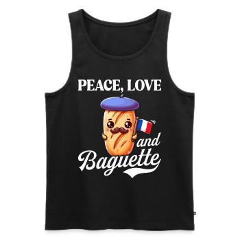 Peace, Love and Baguette, Proud to Be French - Men's Premium Organic Tank Top - black - Front - AI Model Male 178 light (178cm)