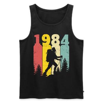 Retro Year 1984 Hiker 40 Years Anniversary - Men's Premium Organic Tank Top - black - Front - Michal (187cm)