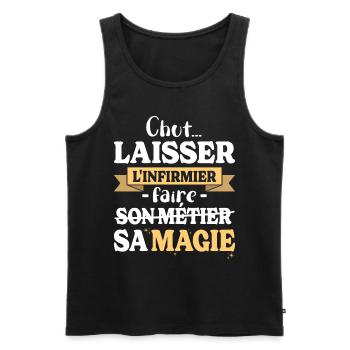 Krankenschwester macht ihren magischen Caregiver-Humor - Männer Premium Bio Tank Top - Schwarz - Vorne - AI Model Male 178 light (178cm)