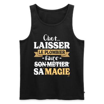 Plumber does his magic Plumber Humor - Men's Premium Organic Tank Top - black - Front - AI Model Male 178 light (178cm)