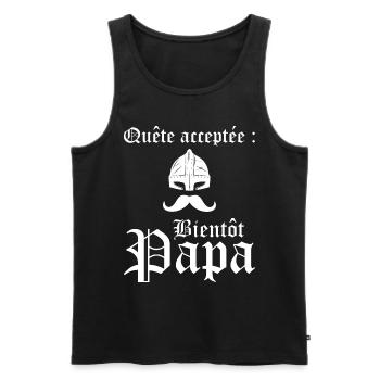 Humour RPG Père Geek Bientôt Papa - Débardeur bio Premium Homme - noir - Devant - AI Model Male 178 light (178cm)