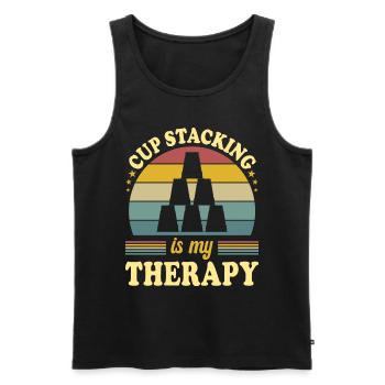 Sport Stacking ist meine Therapie - Männer Premium Bio Tank Top - Schwarz - Vorne - AI Model Male 178 light (178cm)
