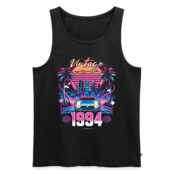 Synthwave Retro 30th Anniversary 1994 - Men's Premium Organic Tank Top - black - Front - AI Model Male 178 light (178cm)