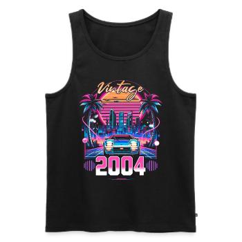 Synthwave Retro 20th Anniversary 2004 - Men's Premium Organic Tank Top - black - Front - AI Model Male 178 light (178cm)