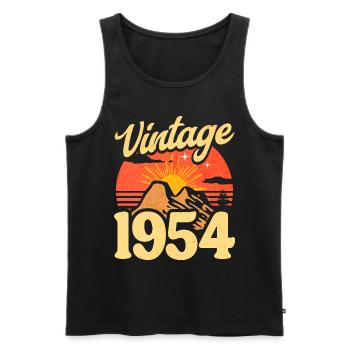 Vintage 70th Anniversary 1954 - Men's Premium Organic Tank Top - black - Front - AI Model Male 178 light (178cm)