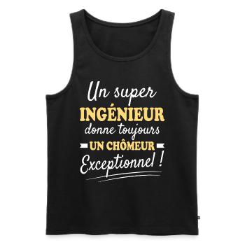 Exceptionnel Ingénieur Chômeur - Débardeur bio Premium Homme - noir - Devant - AI Model Male 178 light (178cm)