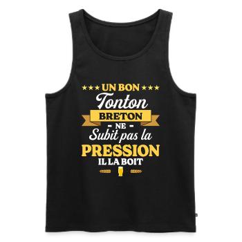 Tonton Breton Oncle Humour Tonton - Débardeur bio Premium Homme - noir - Devant - Michal (187cm)