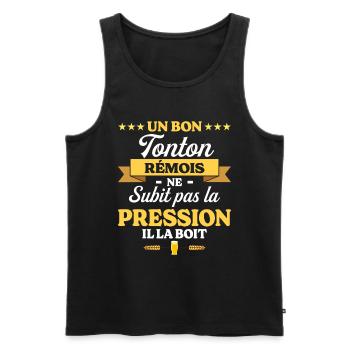 Tonton Rémois Oncle Humour Tonton - Débardeur bio Premium Homme - noir - Devant - Michal (187cm)