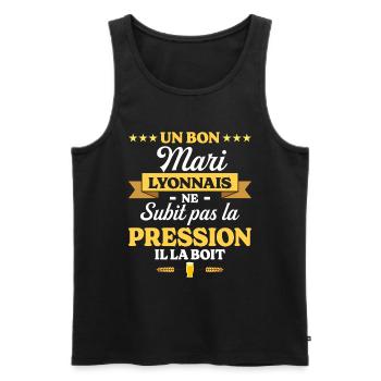 Mari Lyonnais Compagnon Humour Mari - Débardeur bio Premium Homme - noir - Devant - Michal (187cm)