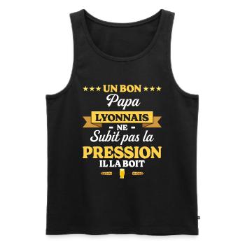Papa Lyonnais Ne Subit Pas La Pression Humour Papa - Débardeur bio Premium Homme - noir - Devant - Michal (187cm)