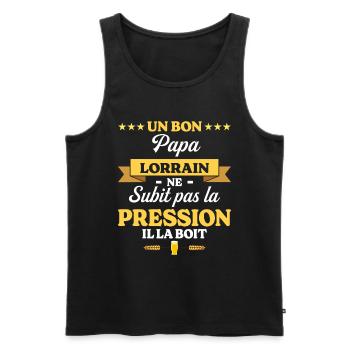 Papa Lorrain Ne Subit Pas La Pression Humour Papa - Débardeur bio Premium Homme - noir - Devant - Michal (187cm)