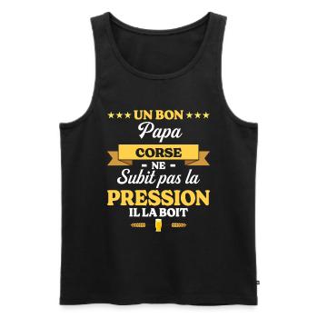 Papa Corse Ne Subit Pas La Pression Humour Papa - Débardeur bio Premium Homme - noir - Devant - Michal (187cm)