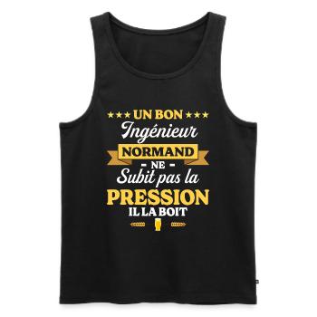 Ingénieur Normand Humour Génie - Débardeur bio Premium Homme - noir - Devant - Michal (187cm)