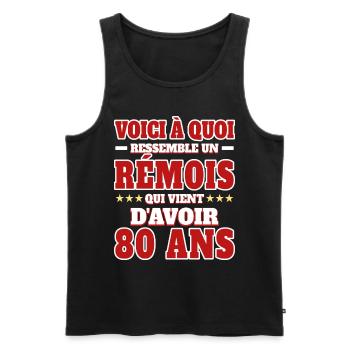 Supporter De Reims Anniversaire 80 Ans - Débardeur bio Premium Homme - noir - Devant - Michal (187cm)