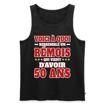 Supporter De Reims Anniversaire 50 Ans - Débardeur bio Premium Homme - noir - Devant - Michal (187cm)