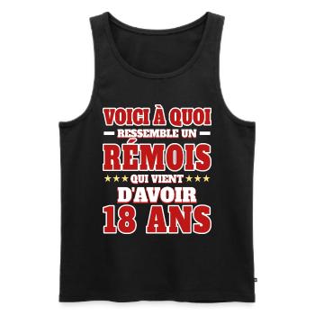 Supporter De Reims Anniversaire 18 Ans - Débardeur bio Premium Homme - noir - Devant - Michal (187cm)