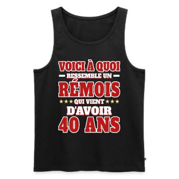 Supporter De Reims Anniversaire 40 Ans - Débardeur bio Premium Homme - noir - Devant - Michal (187cm)