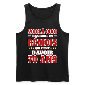 Supporter De Reims Anniversaire 70 Ans - Débardeur bio Premium Homme - noir - Devant - Michal (187cm)