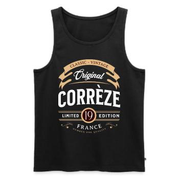 Vintage Corrèze Département France - Débardeur bio Premium Homme - noir - Devant - AI Model Male 178 light (178cm)