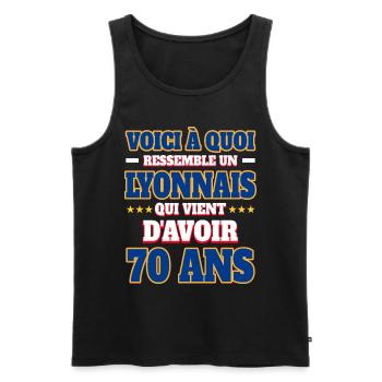 Supporter De Lyon Anniversaire 70 Ans - Débardeur bio Premium Homme - noir - Devant - Michal (187cm)