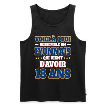 Supporter De Lyon Anniversaire 18 Ans - Débardeur bio Premium Homme - noir - Devant - Michal (187cm)