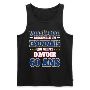 Supporter De Lyon Anniversaire 60 Ans - Débardeur bio Premium Homme - noir - Devant - Michal (187cm)